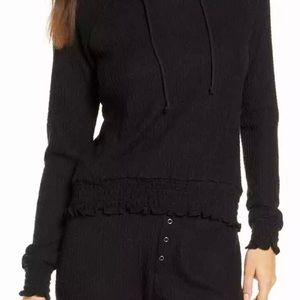 BP. NORDSTROM Black Thermal Smocked Lounge Top